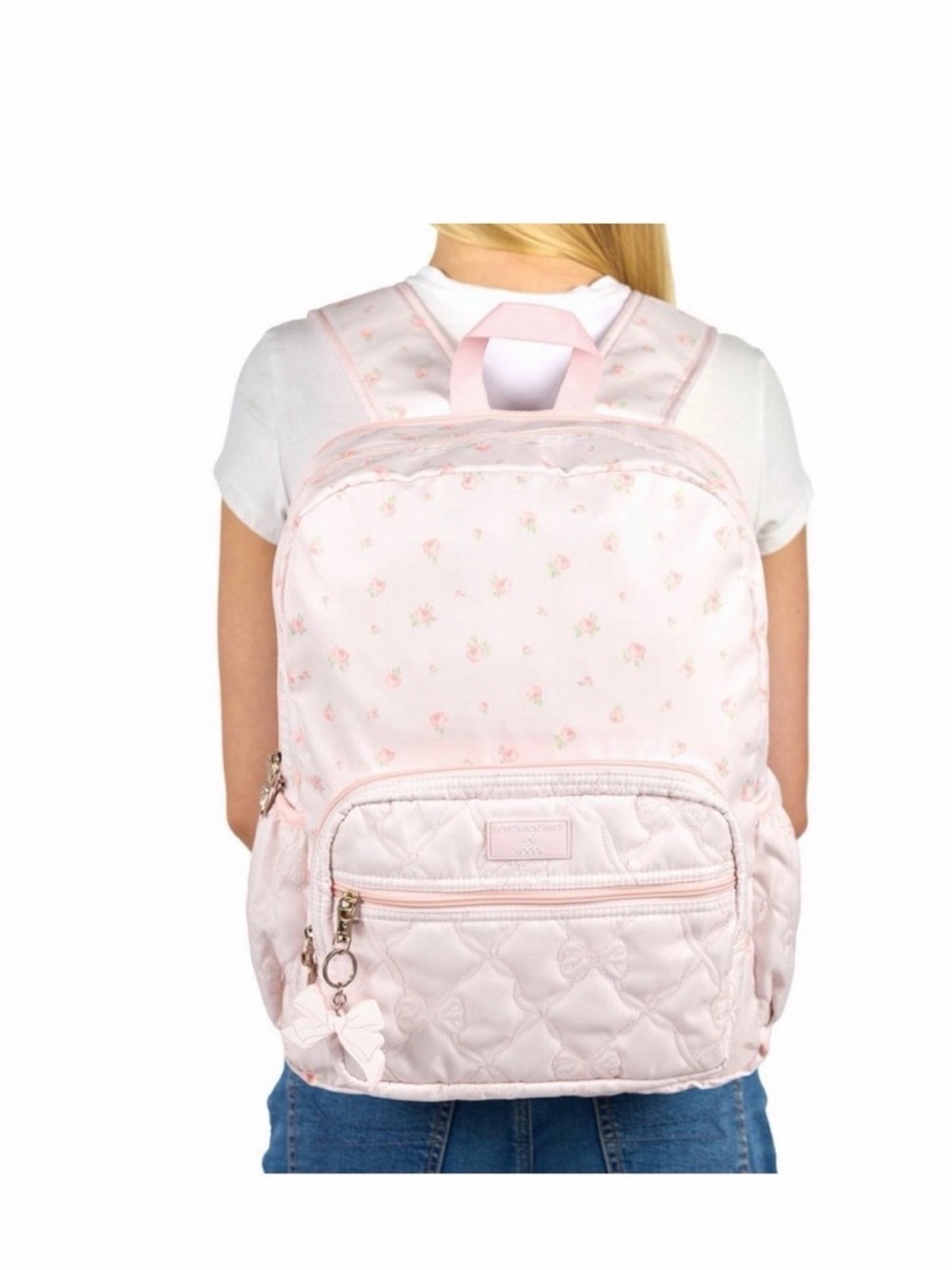 Loveshackfancy Quilted Pink Backpack with Bow Charm